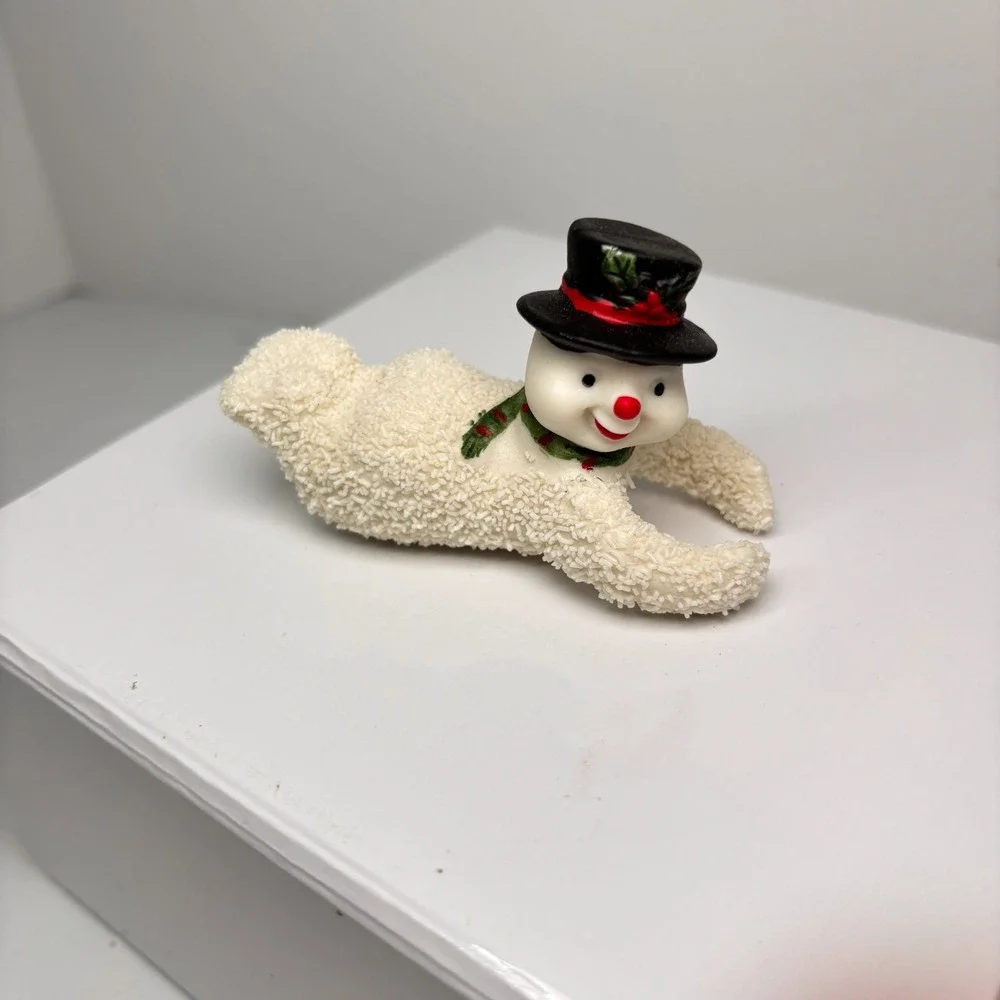 Snowman Candle Huggers Sugared Ceramic Don Mechanic 3in Vintage 1990s (Qty 4)